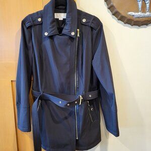 NWOT Michael Kors Coat Women's XL Black Asymmetrical Zip Belted